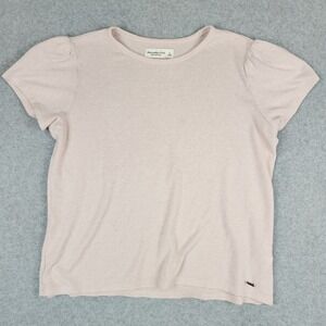 Abercrombie Fitch Soft A&F Cozy Puff Sleeve T Shirt Light Pink Size L